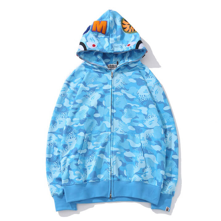 BAPE Blue & Red Camo Shark Hoodie