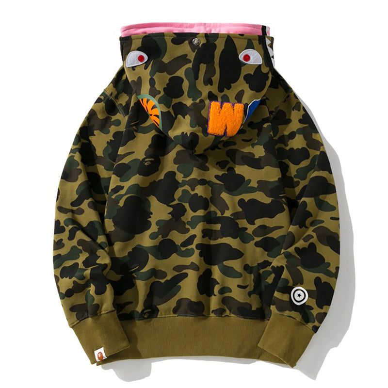 BAPE Double-Hood Camo Shark Hoodie