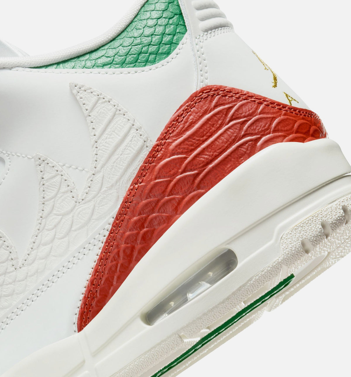 Air Jordan 3 Retro El Vuelo Men's Shoes - Summit White Pine Green Dragon Red Metallic Gold