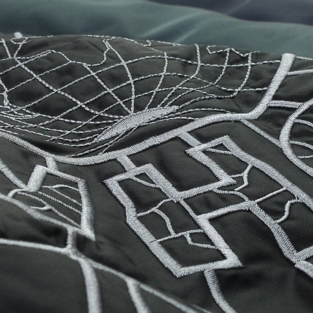 Indigo Diagonal Glass Puffer Jacket