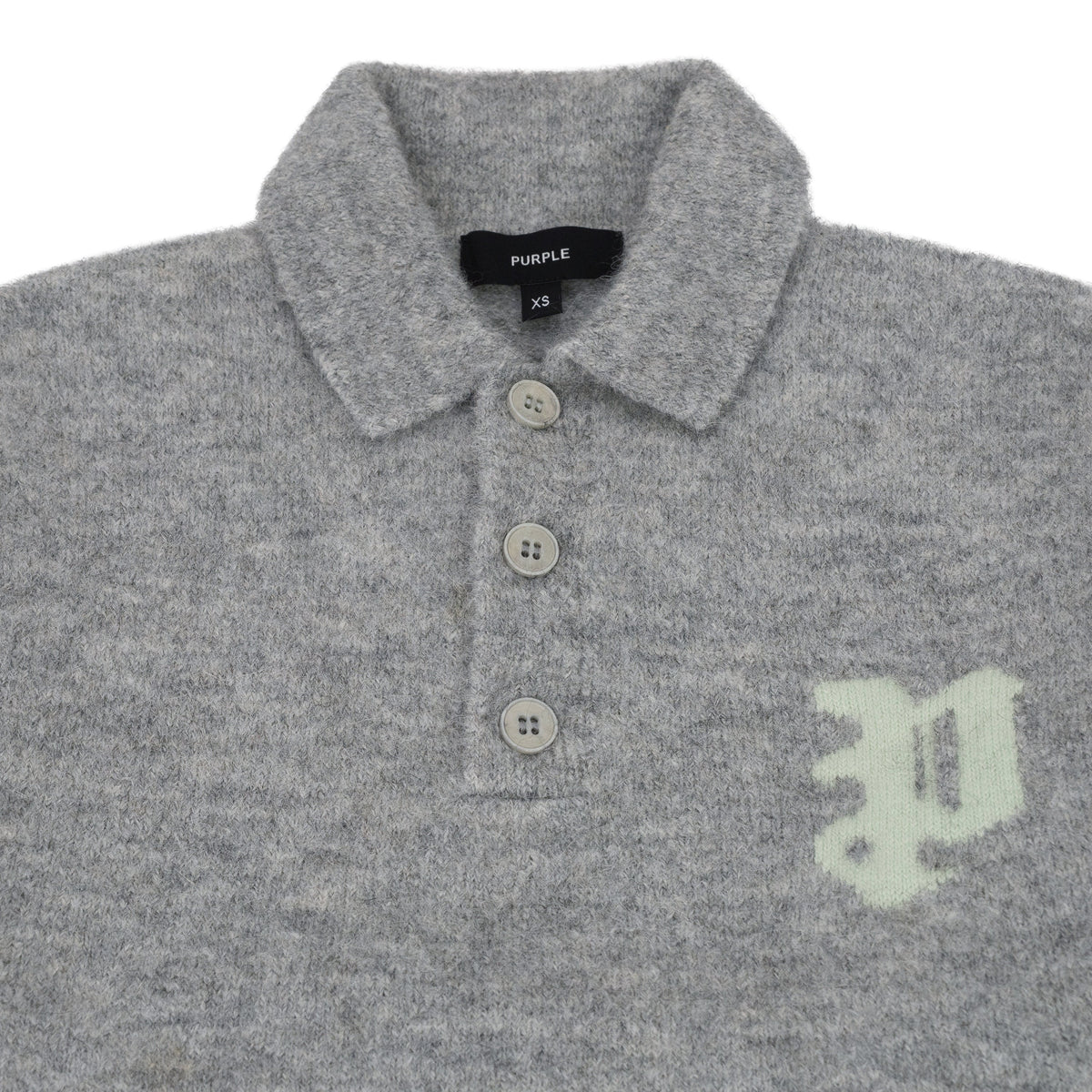 Grey Relaxed-Fit Polo Sweater