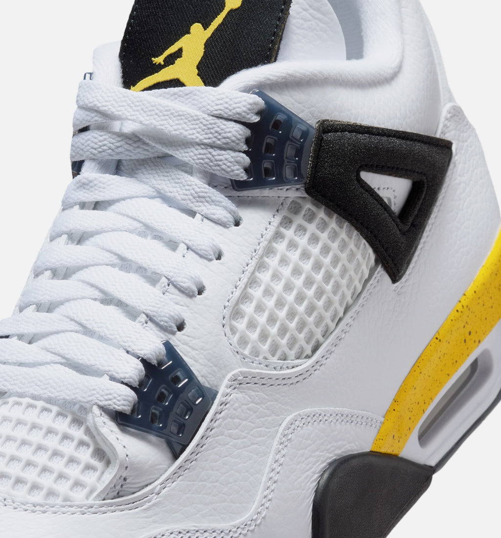 Air Jordan 4 Retro Rare Air Tour Yellow Men's Sneakers - White / Dark Blue Grey / Black / Tour Yellow