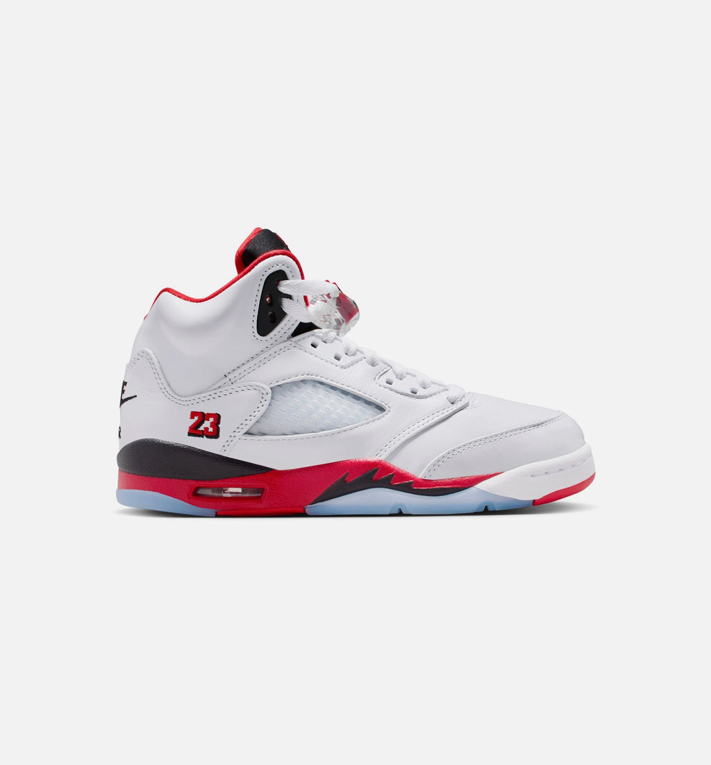 Air Jordan 5 Retro Fire Red Grade School – White/Fire Red/Black