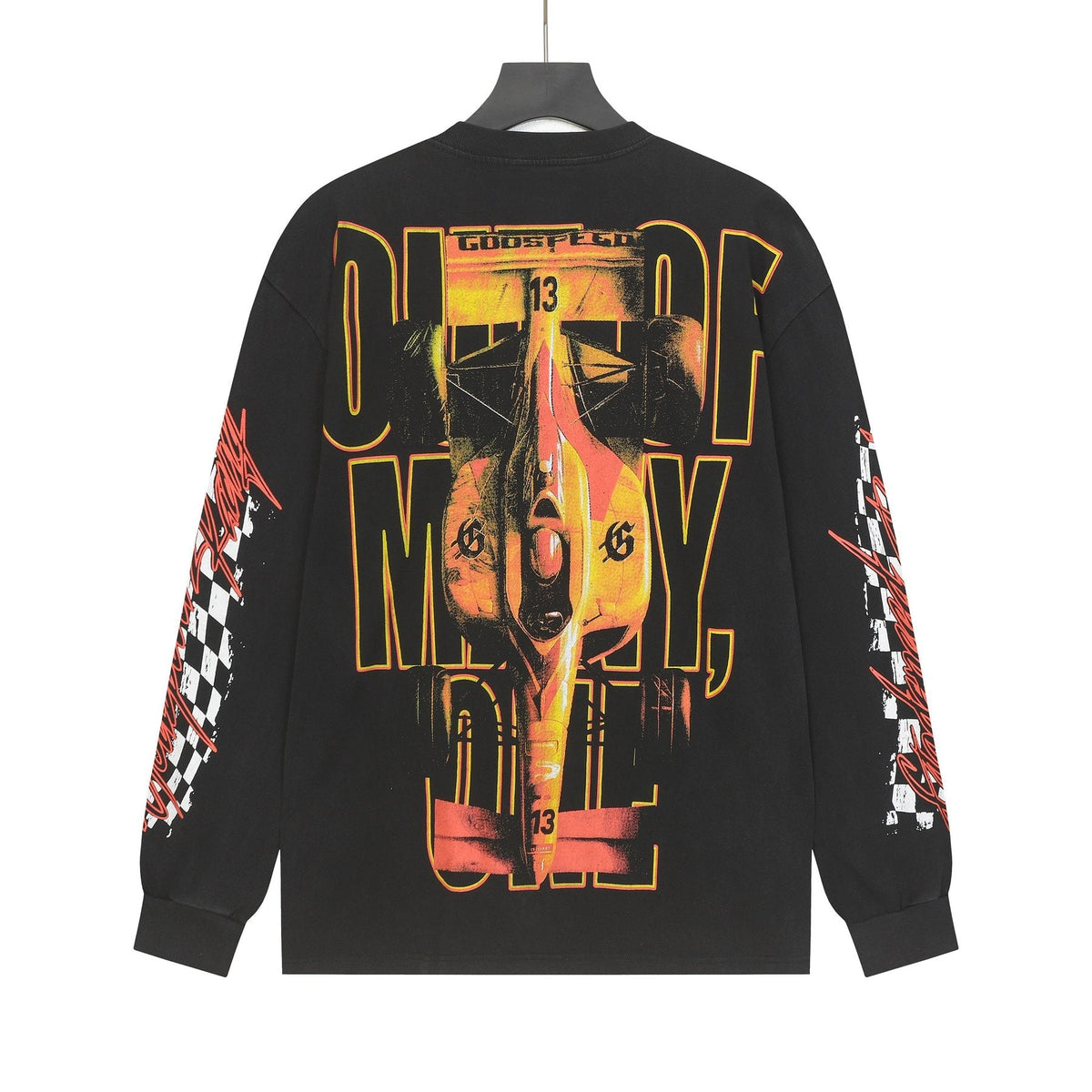Godspeed Washed Black Racing Graphic Long-Sleeve T-Shirt