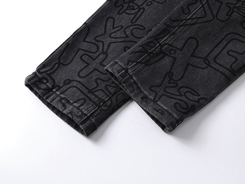 Ksubi Black Tonal Graphic Slim Tapered Jeans