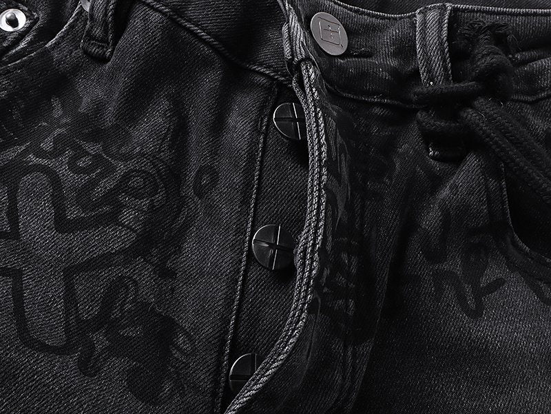 Ksubi Black Tonal Graphic Slim Tapered Jeans