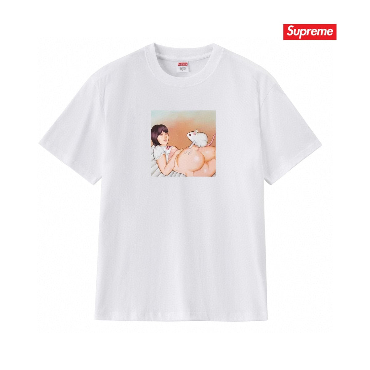 Supreme Anime-Style Graphic Short-Sleeve T-Shirt
