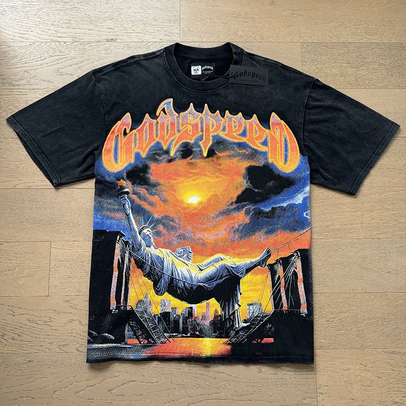 Godspeed Out of Many One Washed Black Graphic T-Shirt