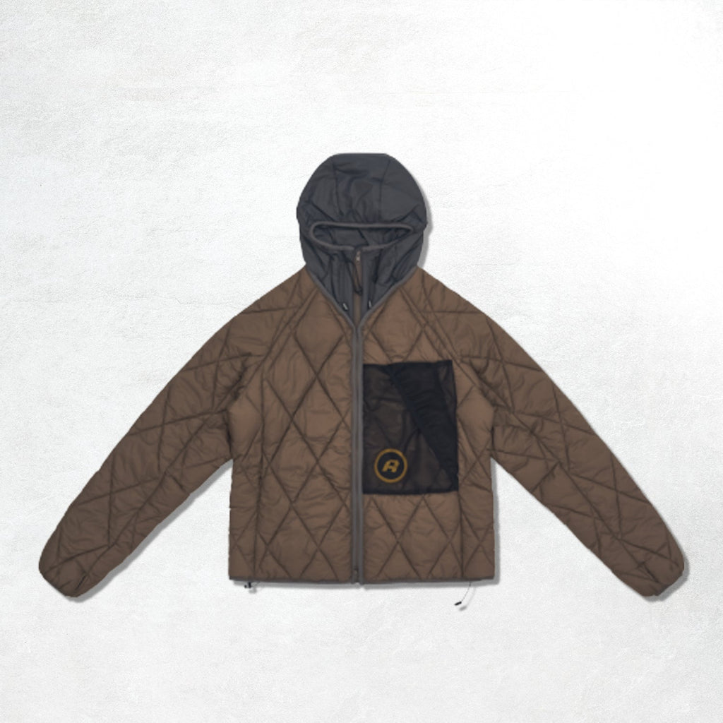Aiche Quilted Puffer Jacket: Burnt Brown