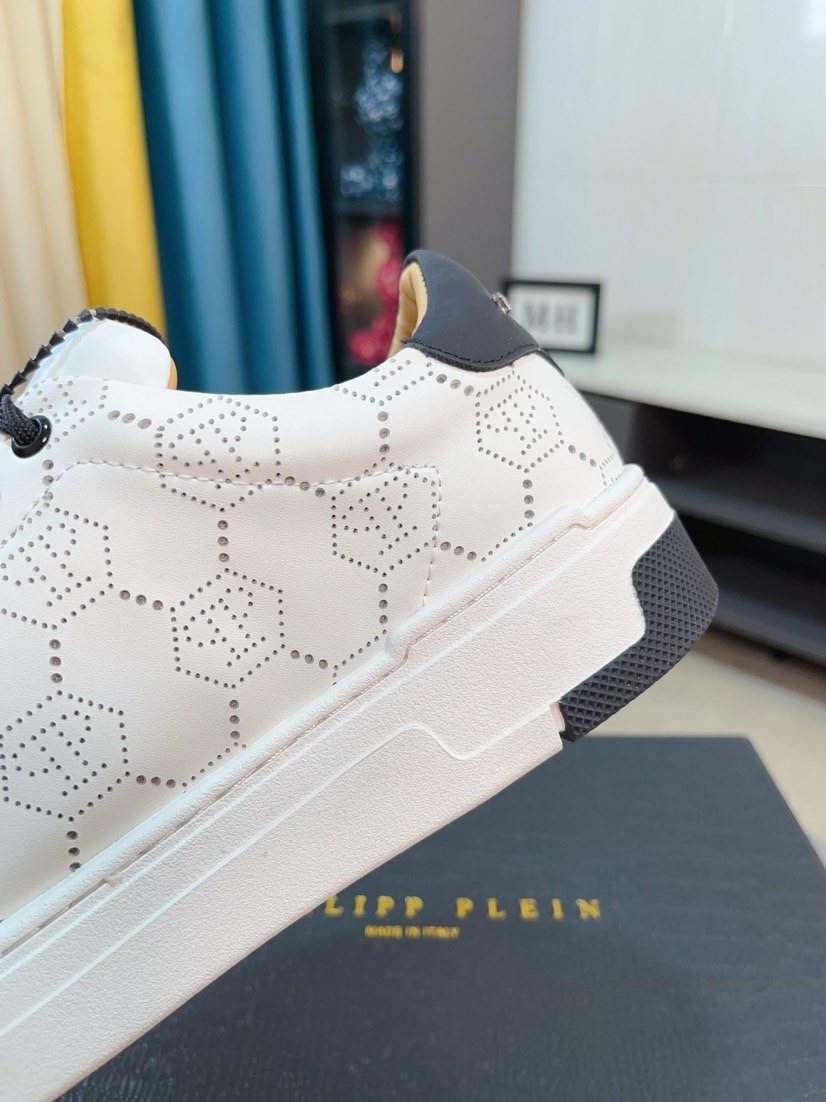 Philipp Plein White Black Accent Sneakers