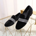 Giuseppe Zanotti Black Rhinestone Band Slip-On Loafers