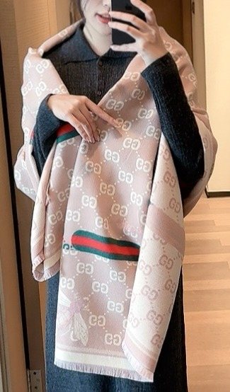 Blush Beige Patterned Fringe Scarf