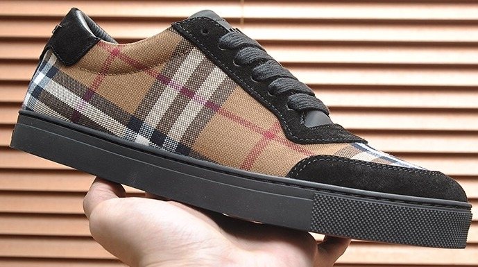 Burberry Tan Plaid Low-Top Sneakers - Tan Plaid Panel Design