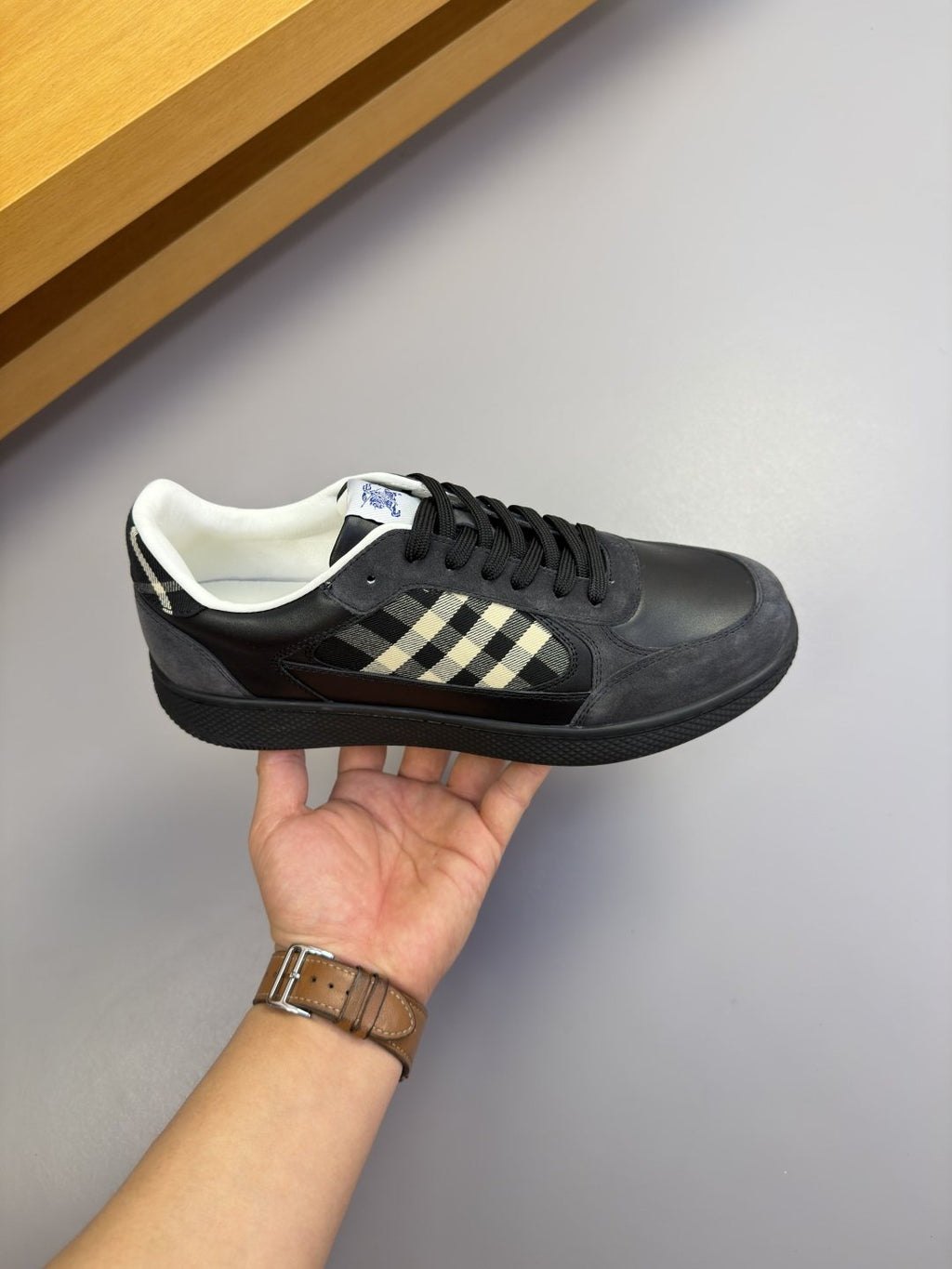 Burberry Check-Panel Low-Top Sneakers
