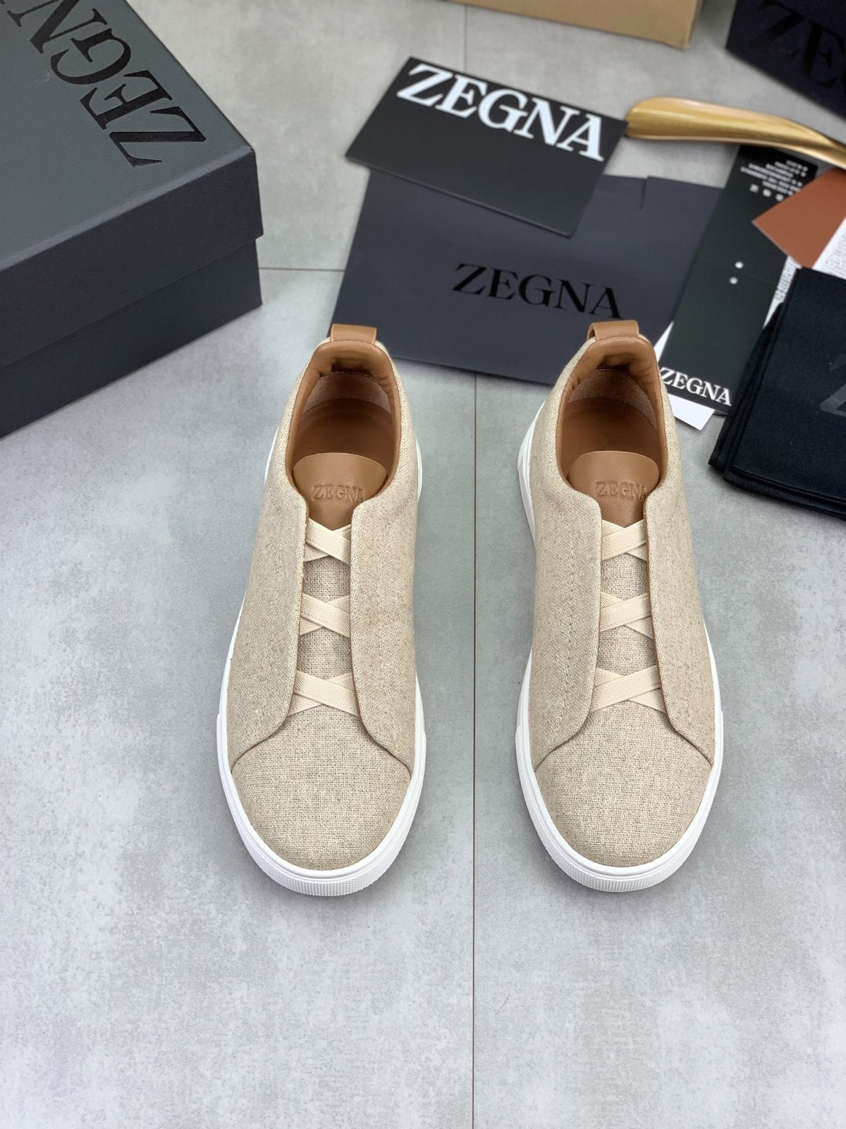 Zegna Triple Stitch Slip-On Sneakers - Canvas Upper