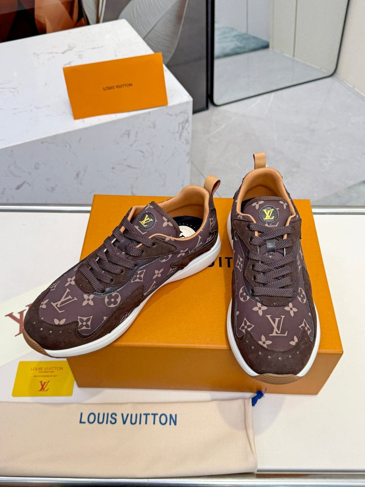 Louis Vuitton Men's Patterned Low-Top Sneakers - Patterned Overlay Details