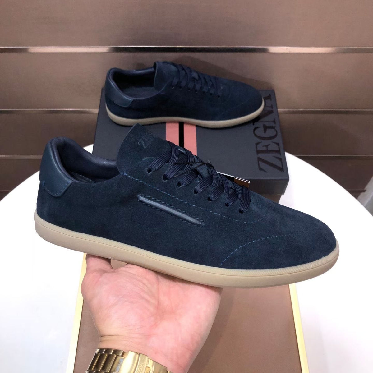 Zegna 232 Suede Low-Top Sneakers